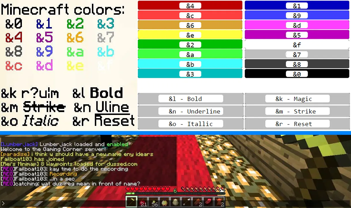 Minecraft Chat Colors